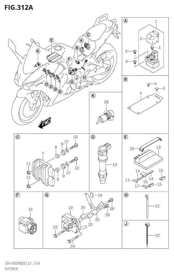 PARTIE ELECTRIQUE POUR GSX S 1000 GT GSX S1000TRQ M2 2022 Esprit