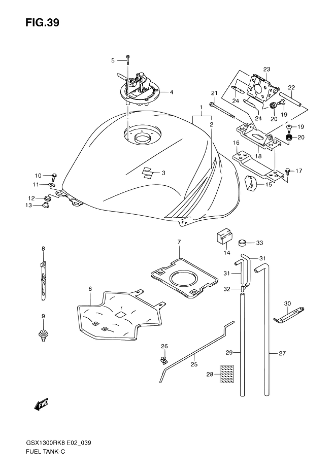 RESERVOIR DESSENCE POUR HAYABUSA 1300GSX1300RU2K8 2008 Esprit SUZUKI