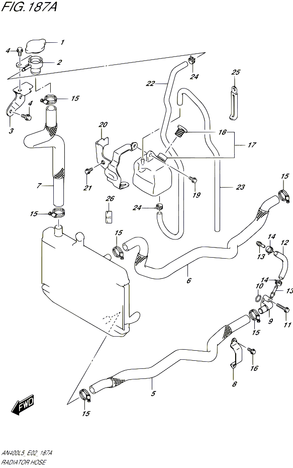 DURITE DE RADIATEUR AN400L5 E19 POUR SUZUKI BURGMAN 400 2015 POUR BURGMAN 400 AN400A L5 