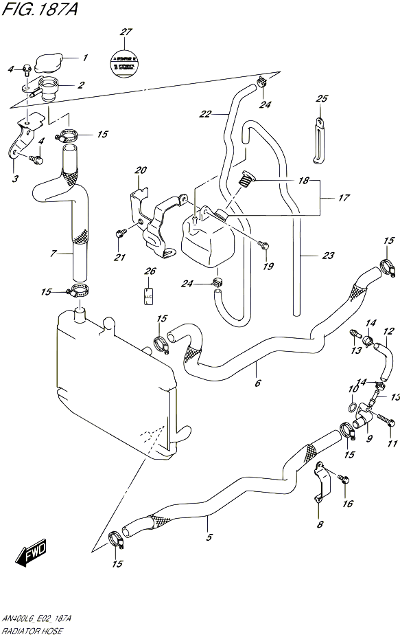 DURITE DE RADIATEUR AN400L6 E19 POUR SUZUKI BURGMAN 400 2016 POUR BURGMAN 400 EXECUTIVE ABS AN400ZA L6 