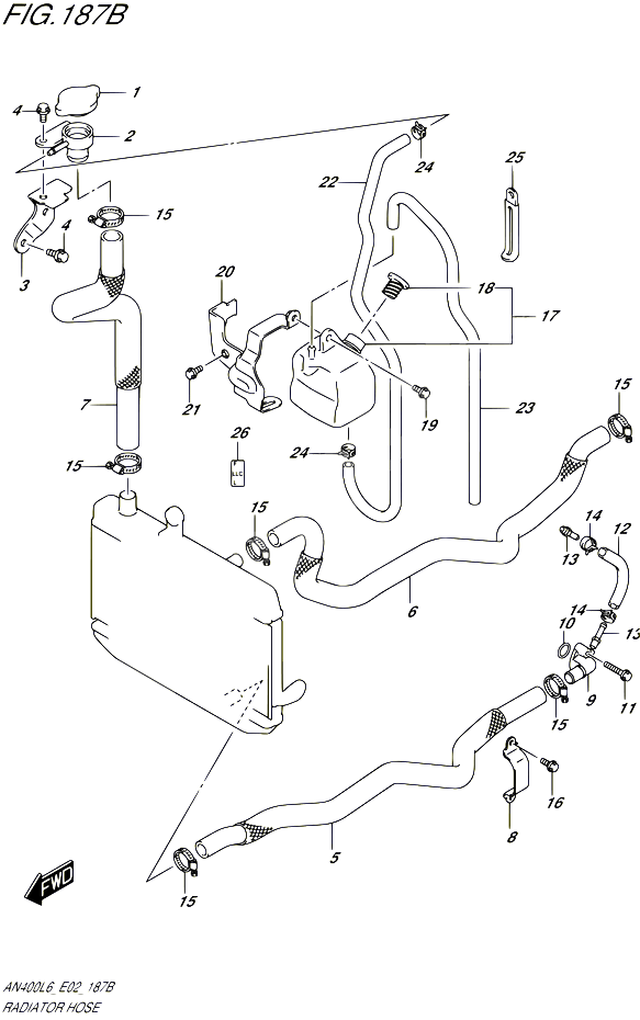 DURITE DE RADIATEUR AN400AL6 E02 POUR SUZUKI BURGMAN 400 2016 POUR BURGMAN 400 EXECUTIVE ABS AN400ZA L6 