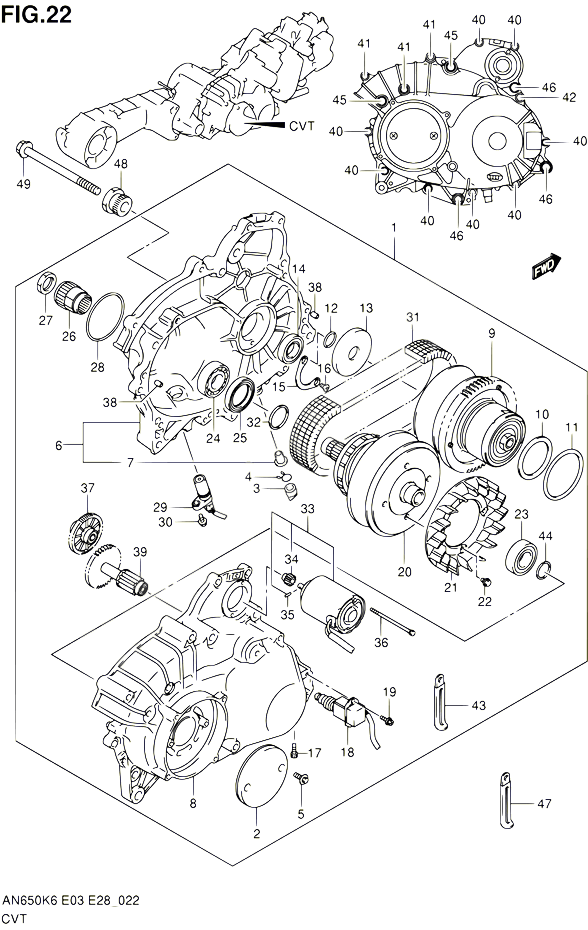 ENSEMBLE CARTER DE TRANSMISSION POUR SUZUKI BURGMAN 650 2010 POUR SUZUKI BURGMANAN650 L0 