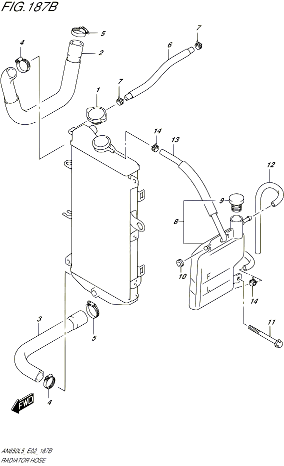 DURITE DE RADIATEUR AN650ZL5 E02 POUR SUZUKI BURGMAN 650 2015 POUR BURGMAN 650 AN650 L5 