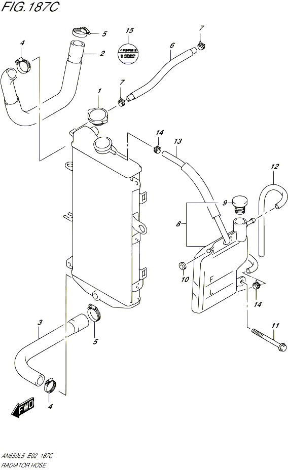 DURITE DE RADIATEUR AN650ZL5 E19 POUR SUZUKI BURGMAN 650 2015 POUR BURGMAN 650 AN650 L5 