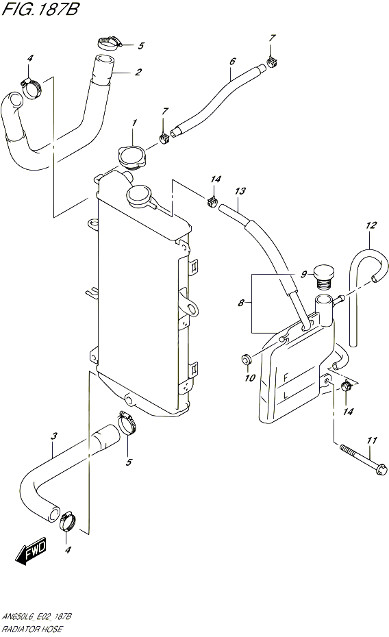 DURITE DE RADIATEUR AN650ZL6 E02 POUR SUZUKI BURGMAN 650 2016 POUR BURGMAN 650 AN650 L6 