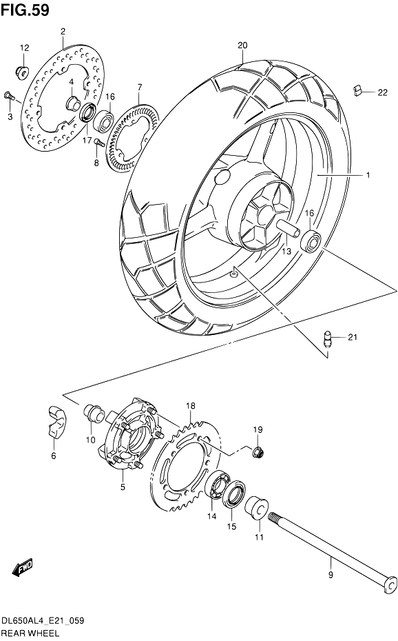 ROUE ARRIERE POUR SUZUKI V-STROM(DL650AUE L4 ) 2014