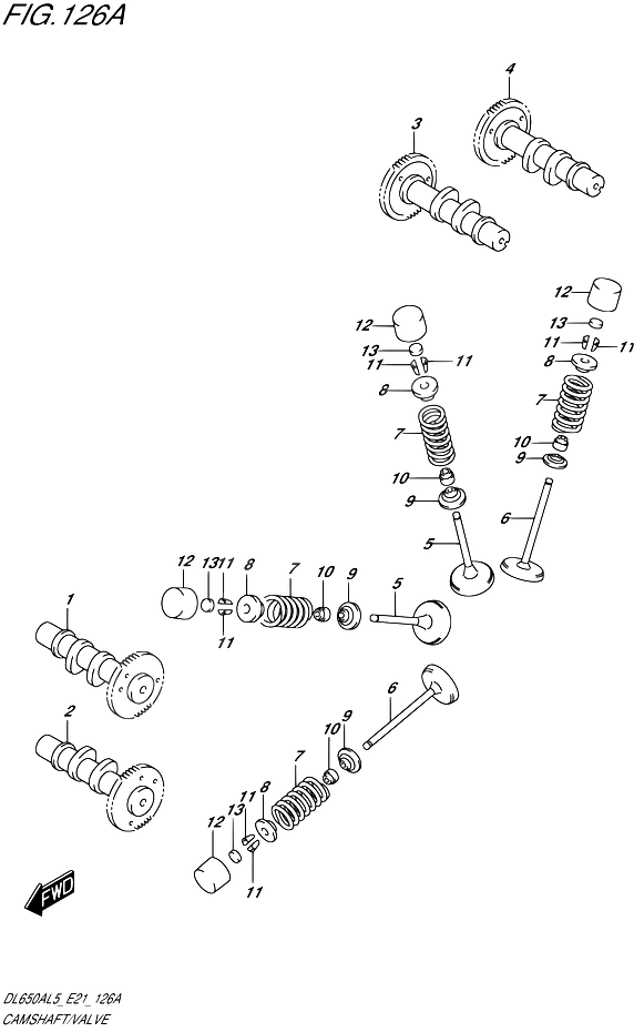 ARBRE A CAME VALVE POUR SUZUKI V-STROM(DL650AUE L5 ) 2015