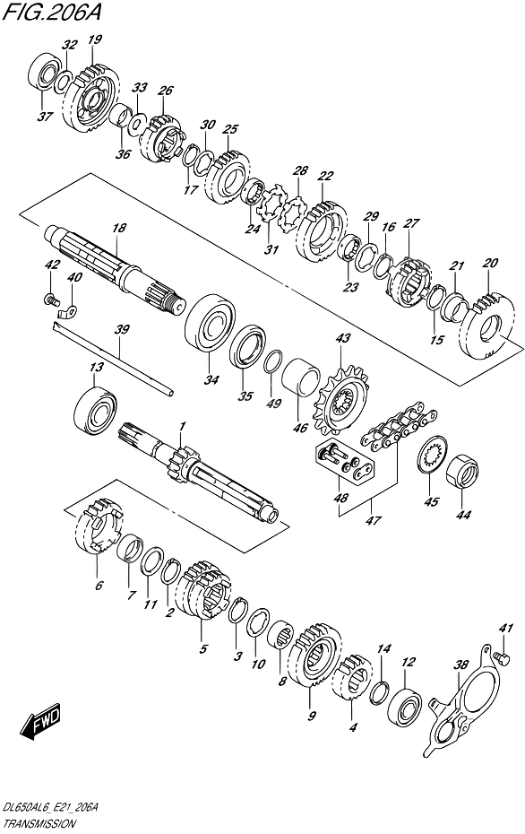 TRANSMISSION POUR V-STROM 650 ABS 35KW(DL650AUE L6 ) 2016