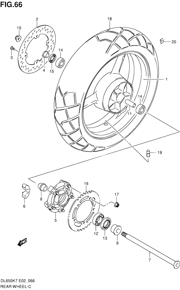 ROUE ARRIERE POUR SUZUKI V-STROM(DL650 L0 ) 2010