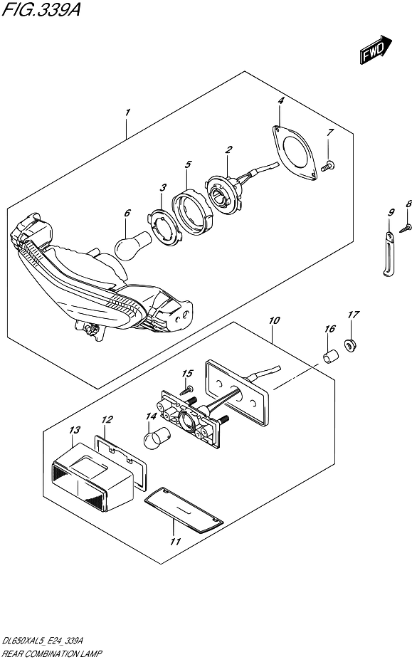 ENSEMBLE FEU ARRIERE POUR SUZUKI V-STROM(DL650XAUE L5 ) 2015