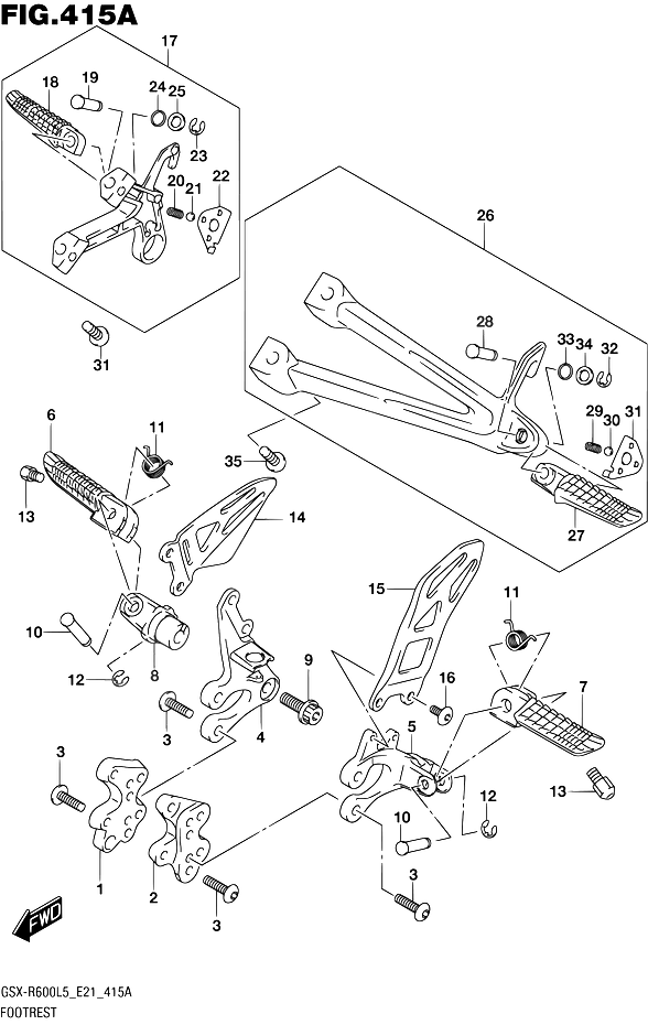 REPOSE PIEDS POUR GSX-R 600(GSX-R600UF L5 ) 2015