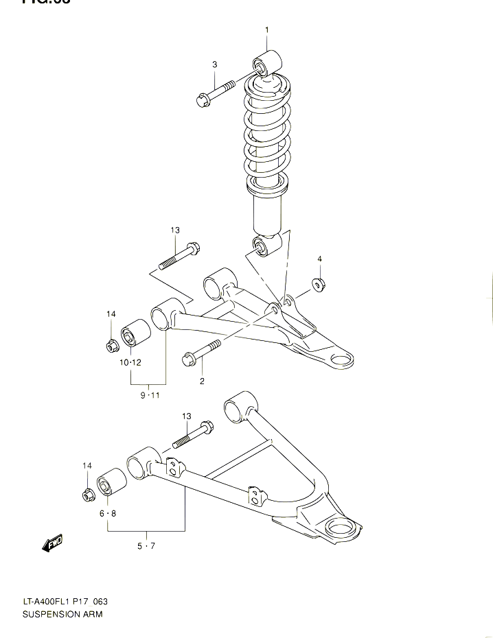 AMORTISSEUR TRIANGLES POUR SUZUKI KINGQUAD 400 2011 POUR SUZUKI KINGQUADLT A400F L1 