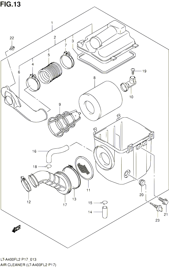 FILTRE A AIR LT A400FL2 P17 POUR SUZUKI KINGQUAD 400 2012 POUR SUZUKI KINGQUADLT A400F L2  LT A400FZ L2 