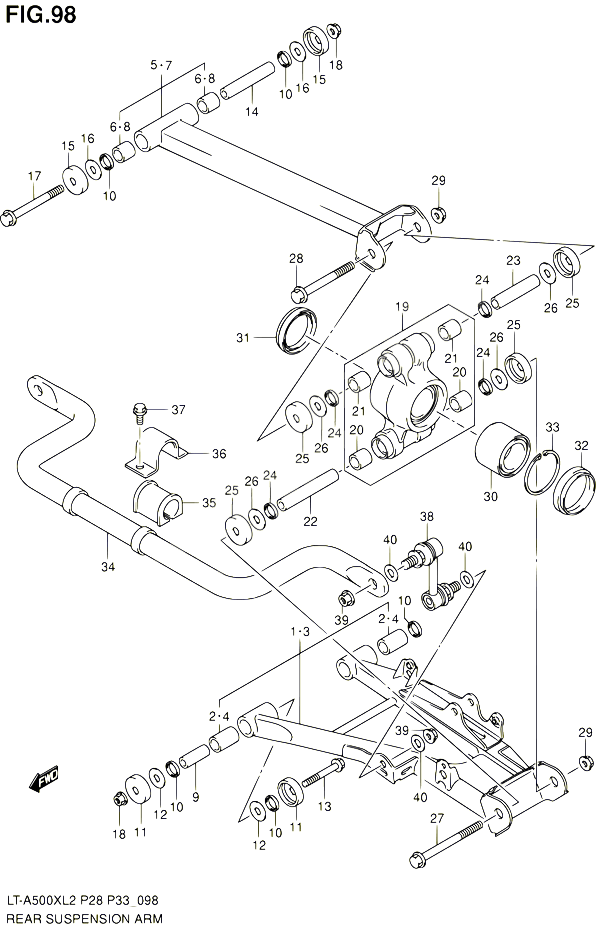 BRAS SUSPENSION ARRIERE LT A500XZL2 P28 POUR SUZUKI KINGQUAD 500 2012 POUR SUZUKI KINGQUADLT A500X L2  LT A500XZ L2 