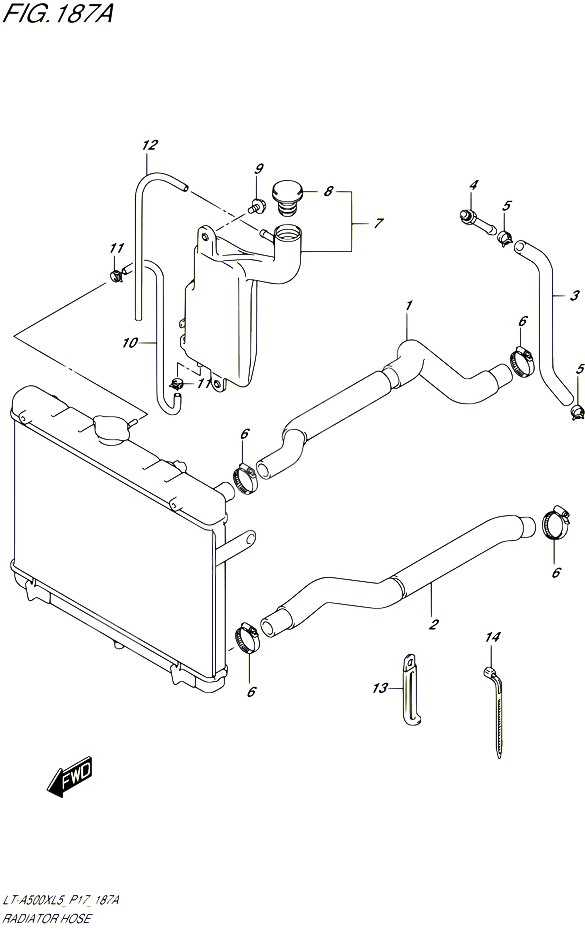 DURITE DE RADIATEUR POUR SUZUKI KINGQUAD 500 2015 POUR SUZUKI KINGQUADLT A500X L5  LT A500XZ L5 