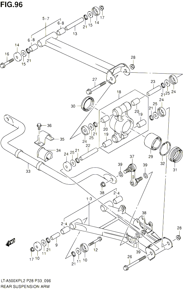 BRAS SUSPENSION ARRIERE POUR SUZUKI KINGQUAD 500 2012 POUR SUZUKI KINGQUADLT A500XP L2  LT A500XPZ L2 