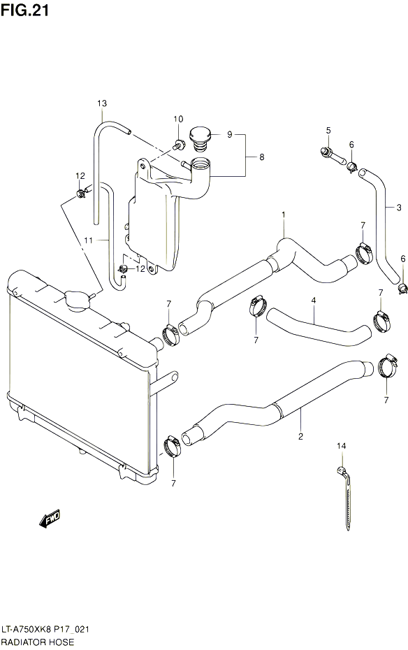 DURITE DE RADIATEUR POUR SUZUKI KINGQUAD 750 2010 POUR SUZUKI KINGQUADLT A750X L0 