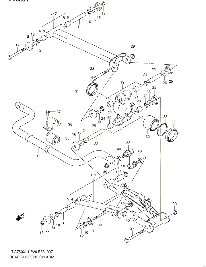 BRAS SUSPENSION ARRIERE POUR SUZUKI KINGQUAD 750 2011 POUR SUZUKI KINGQUADLT A750X L1  LT A750XZ L1 