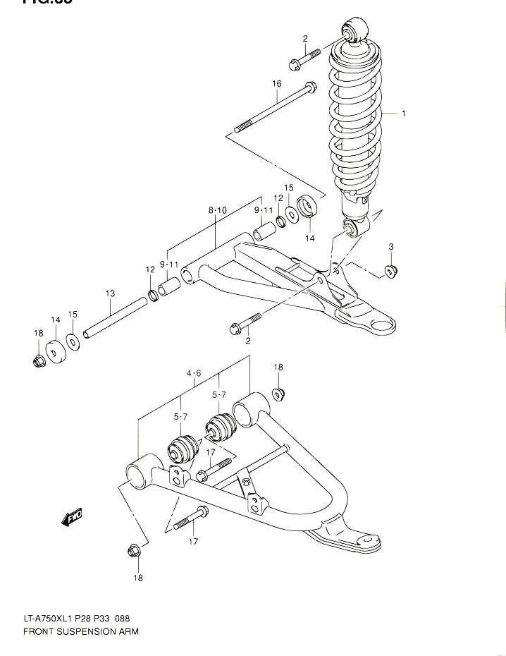 BRAS SUSPENSION AVANT POUR SUZUKI KINGQUAD 750 2011 POUR SUZUKI KINGQUADLT A750X L1  LT A750XZ L1 