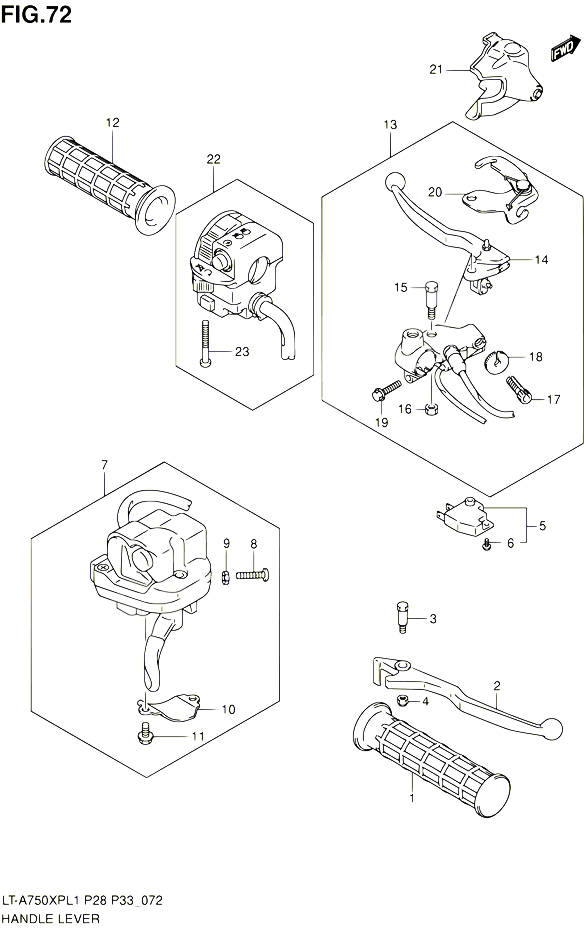 ENSEMBLE LEVIERS POIGNEES POUR SUZUKI KINGQUAD 750 2011 POUR SUZUKI KINGQUADLT A750XP L1  LT A750XPZ L1 