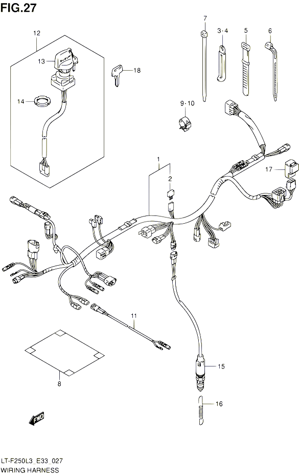 FAISCEAU ELECTRIQUE POUR SUZUKI OZARK 250 2013 POUR SUZUKI OZARKLT F250 L3 