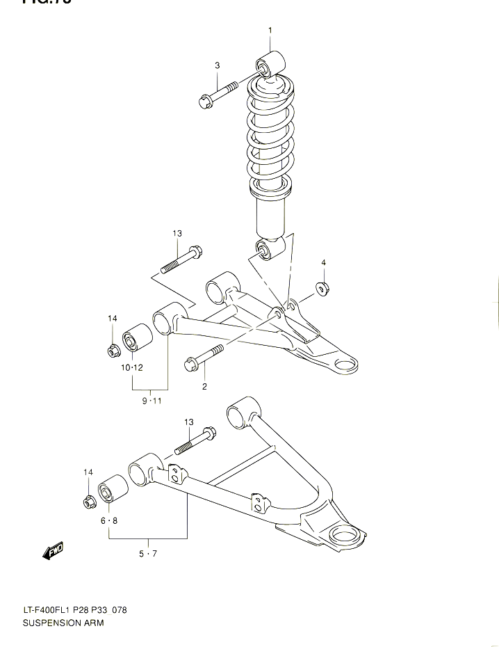 AMORTISSEUR TRIANGLES POUR SUZUKI KINGQUAD 400 2011 POUR SUZUKI KINGQUADLT F400F L1  LT F400FZ L1 