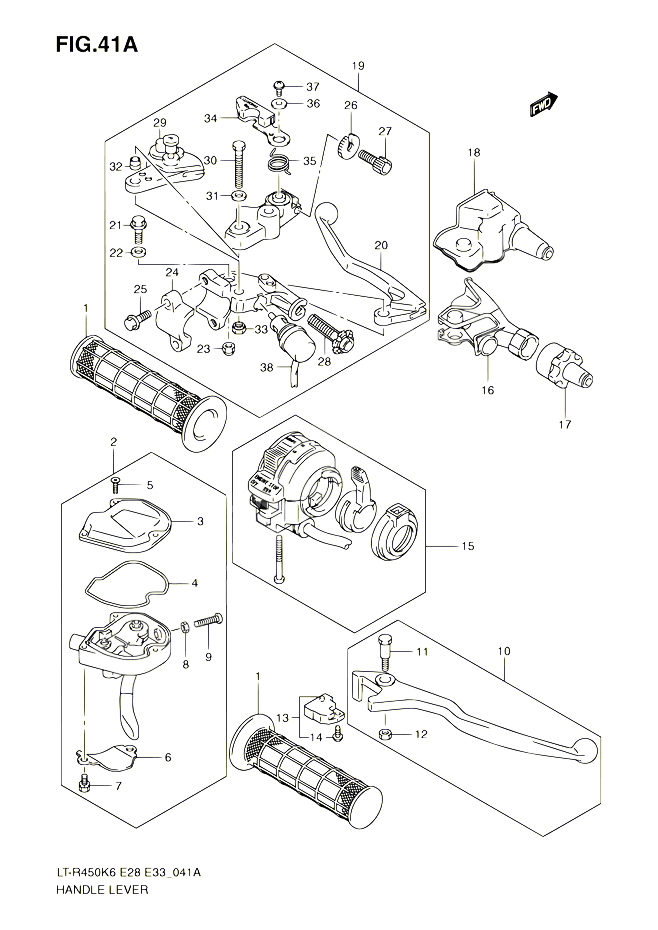 ENSEMBLE LEVIERS POIGNEES MODEL K9  L0 POUR SUZUKI QUADRACER 450 2010 POUR SUZUKI QUADRACERLT R450 L0  LT R450Z L0 