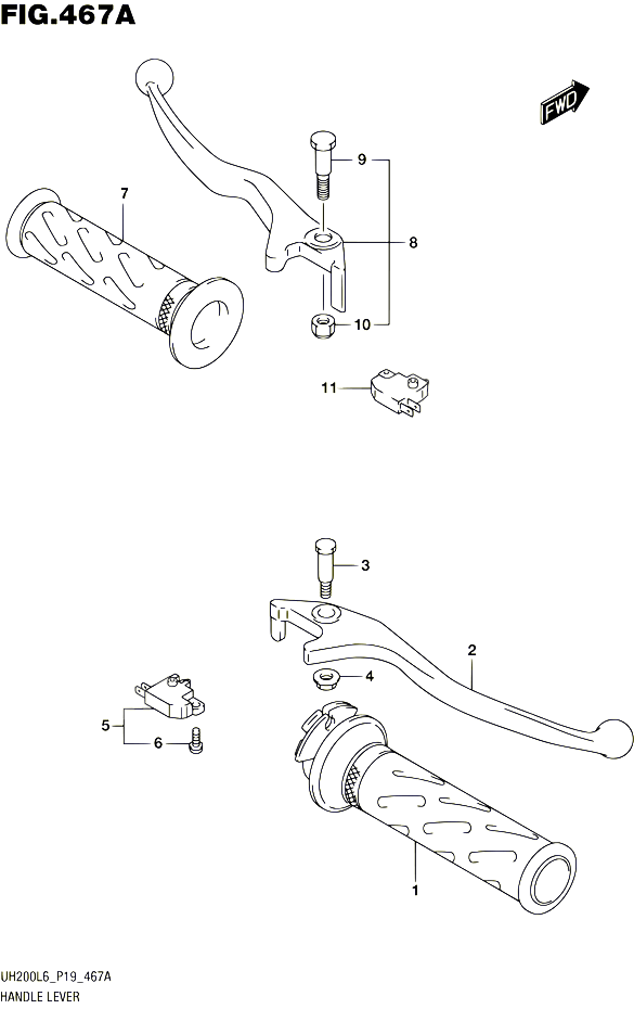 ENSEMBLE LEVIERS POIGNEES POUR SUZUKI BURGMAN 200 2016 POUR SUZUKI BURGMANUH200A L6 