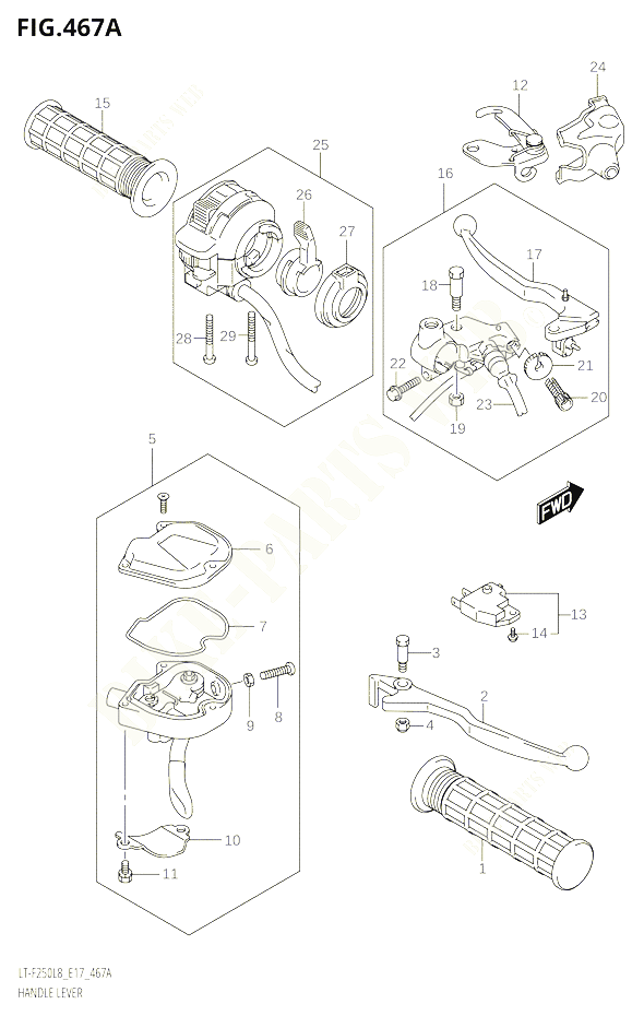 ENSEMBLE LEVIERS POIGNEES POUR SUZUKI OZARK 250 2018 POUR OZARK 250 LT F250 L8 