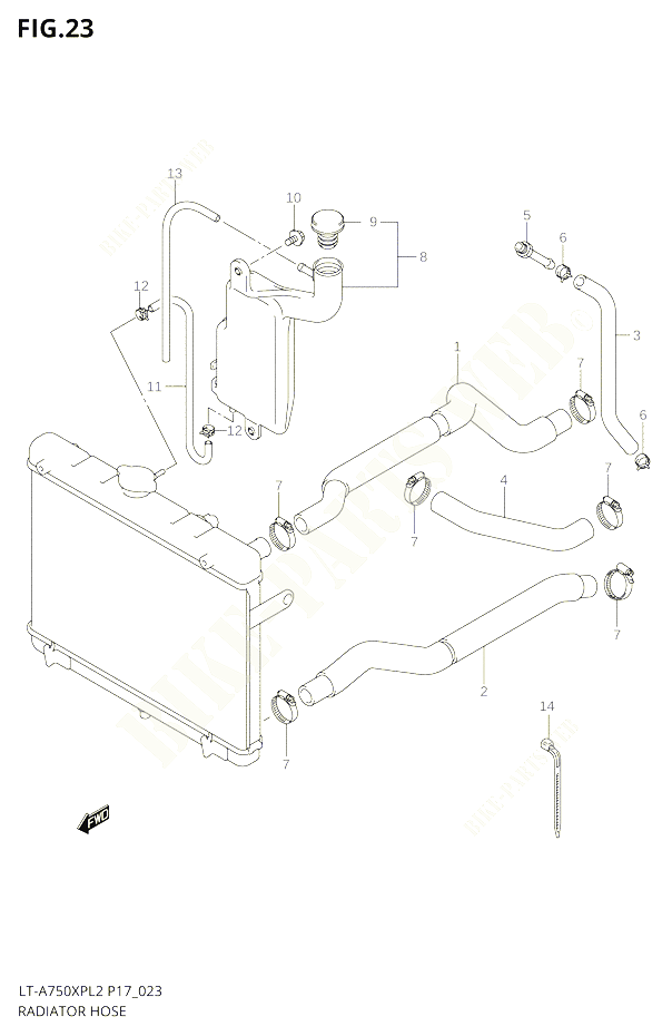 DURITE DE RADIATEUR POUR SUZUKI KINGQUAD 750 2012 POUR KINGQUAD 750 AXI 4WD LT A750XP L2  LT A750XPZ L2 