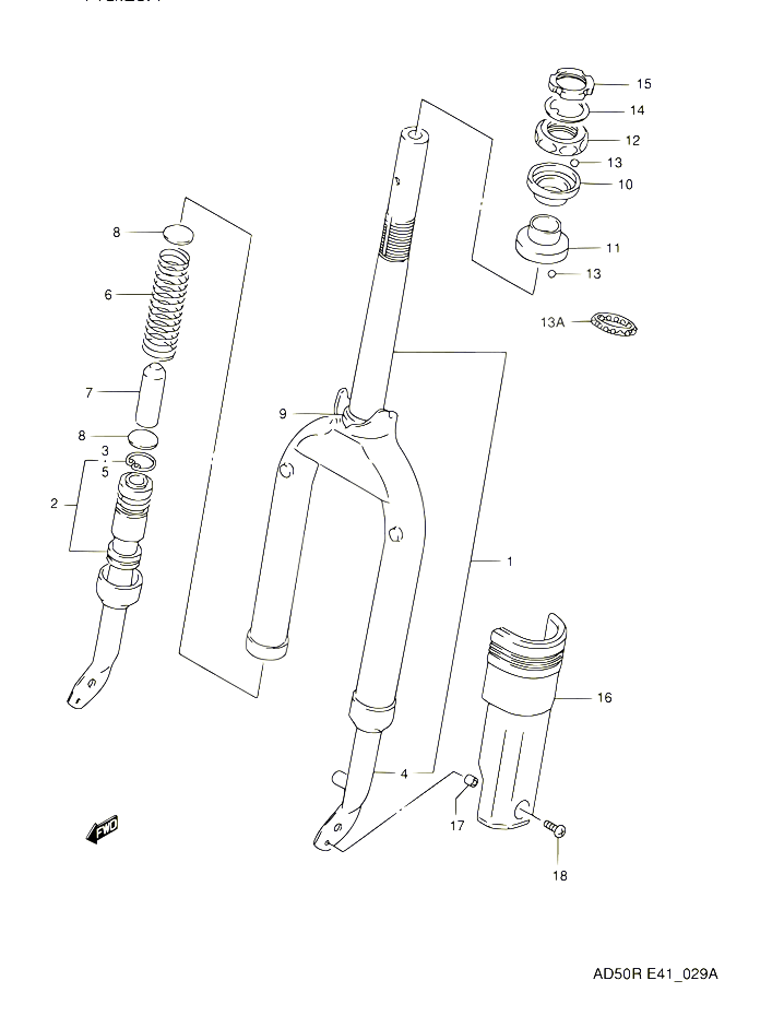 FOURCHE AVANT E06P09E94 POUR SUZUKI AD 60 1994 POUR SUZUKI ADAD60R 