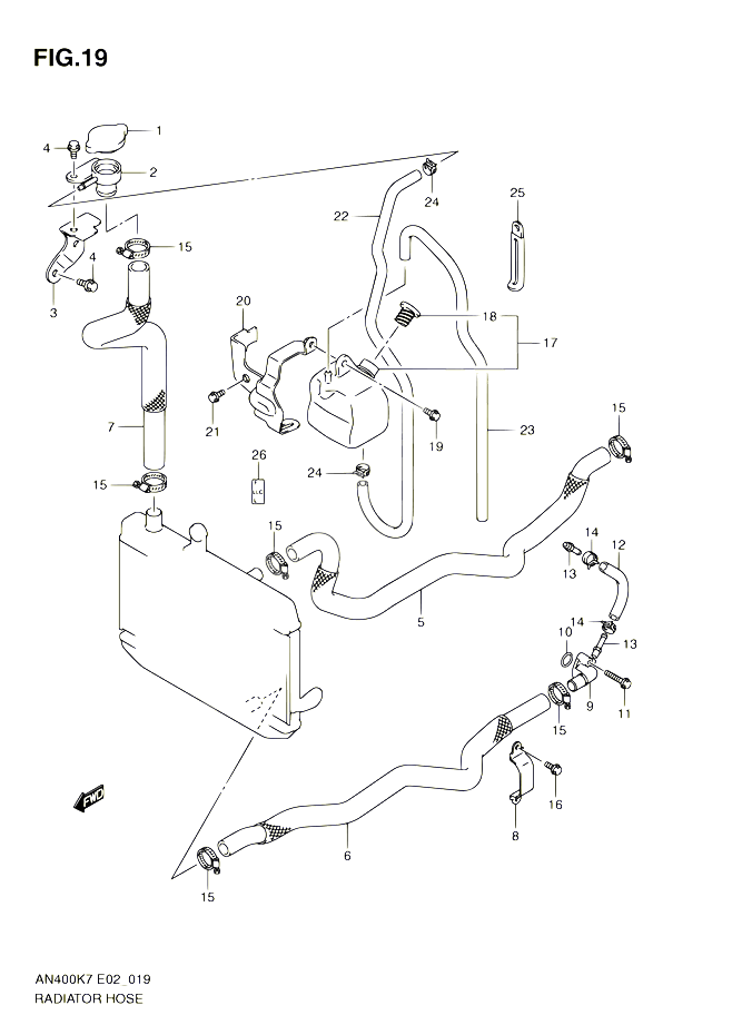 DURITE DE RADIATEUR POUR SUZUKI BURGMAN 400 2007 POUR BURGMAN 400 AN400 K7 