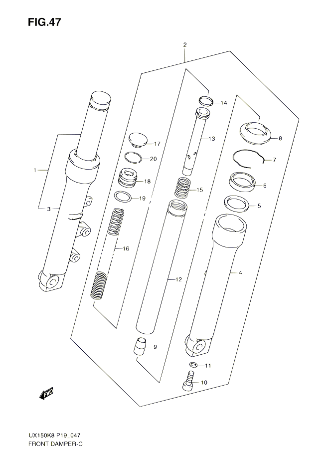 AMORTISSEUR AVANT POUR SUZUKI SIXTEEN 150 2010 POUR SUZUKI SIXTEENUX150 L0 