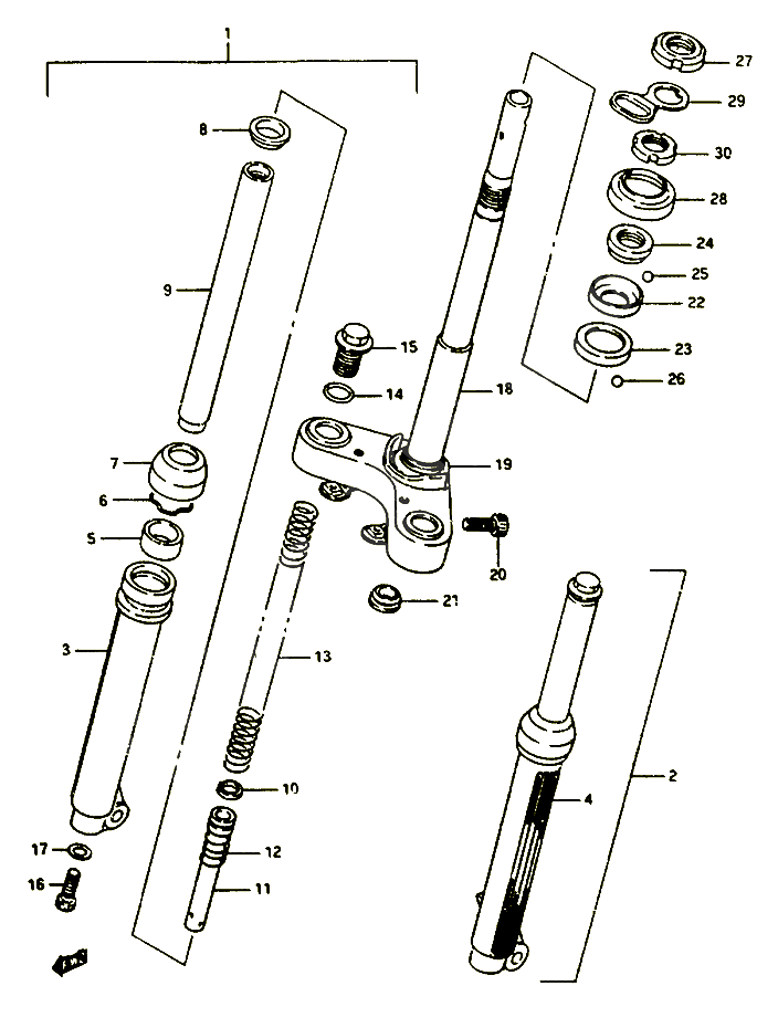 FOURCHE AVANT POUR SUZUKI CP 50 1985 POUR SUZUKI CPCP50CHF 