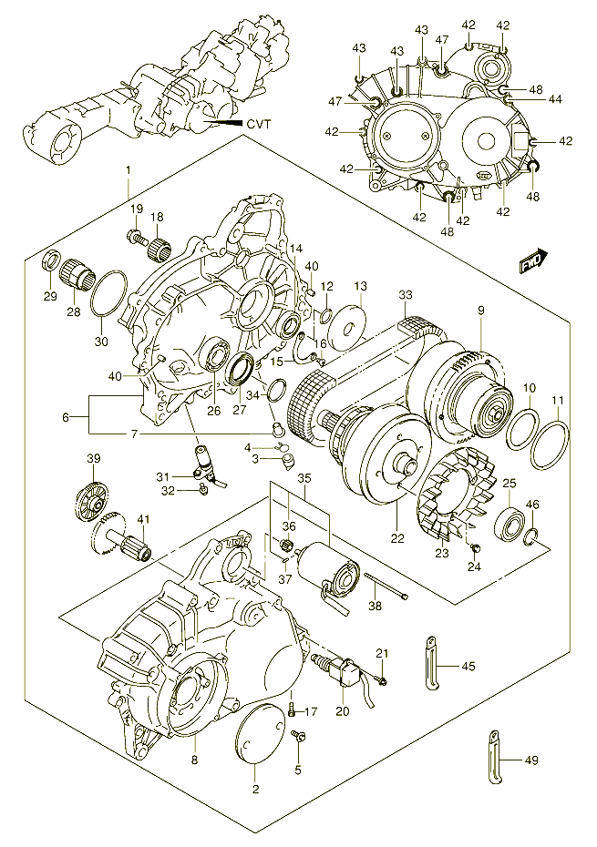 ENSEMBLE CARTER DE TRANSMISSION MODELE K3  K4 POUR SUZUKI BURGMAN 650 2004 POUR BURGMAN 650 AN650AK4