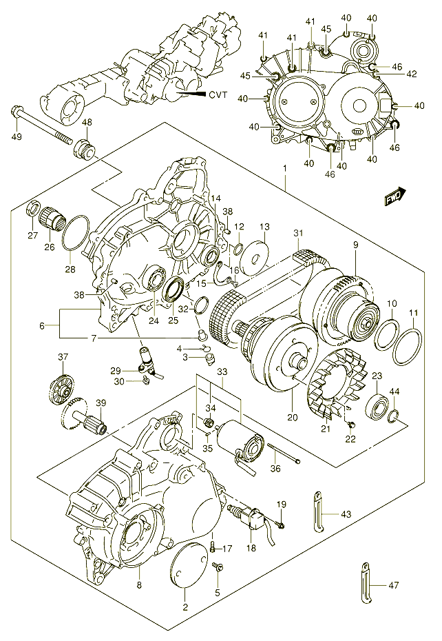 ENSEMBLE CARTER DE TRANSMISSION MODELE K5 POUR SUZUKI BURGMAN 650 2004 POUR BURGMAN 650 AN650AK4