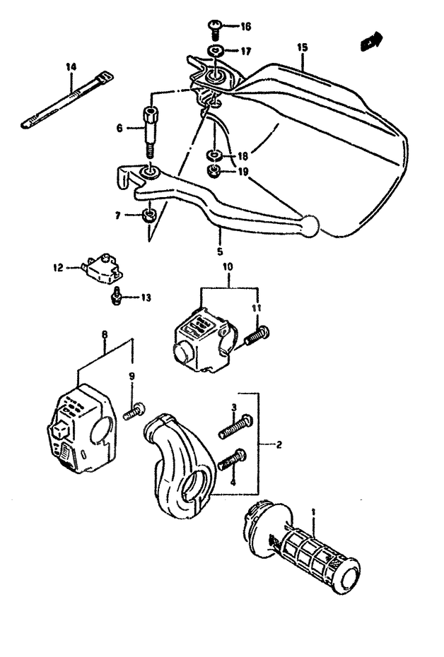 ENSEMBLE LEVIER COMMODO POUR SUZUKI DRDR650RN 1992