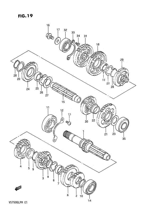 TRANSMISSION POUR INTRUDER 750VS750GLF 1985