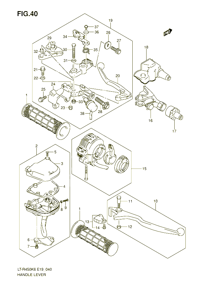 LEVIERS POIGNEES MODEL K6  K7  K8 POUR SUZUKI QUADRACER 450 2010 POUR SUZUKI QUADRACERLT R450K6