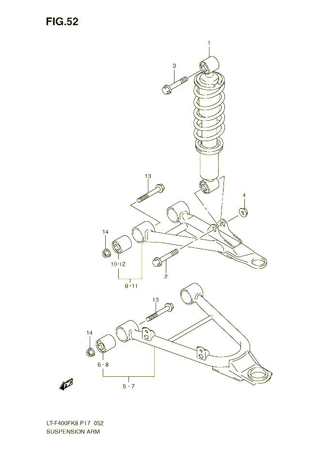 AMORTISSEUR TRIANGLES POUR SUZUKI EIGER 400 2009 POUR KINGQUAD 400 4WD LT F400FK9