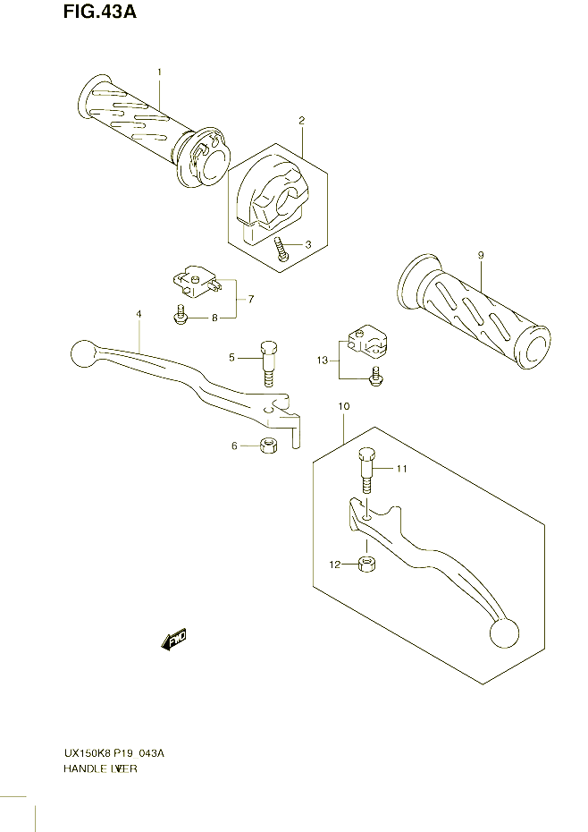 LEVIERS POIGNEES MODEL L0 POUR SUZUKI SIXTEEN 150 2010 POUR SUZUKI SIXTEENUX150K8 