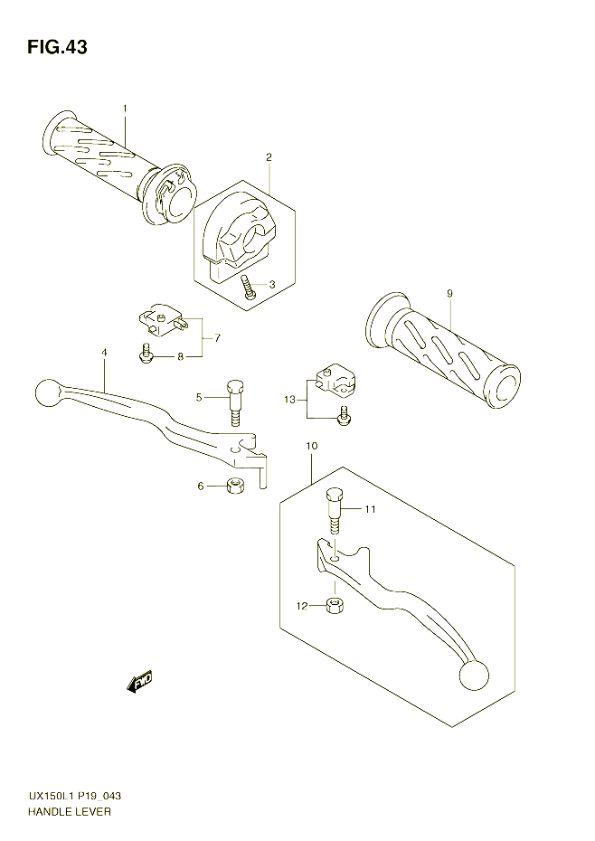 ENSEMBLE LEVIERS POIGNEES POUR SUZUKI SIXTEEN 150 2011 POUR SUZUKI SIXTEENUX150L1